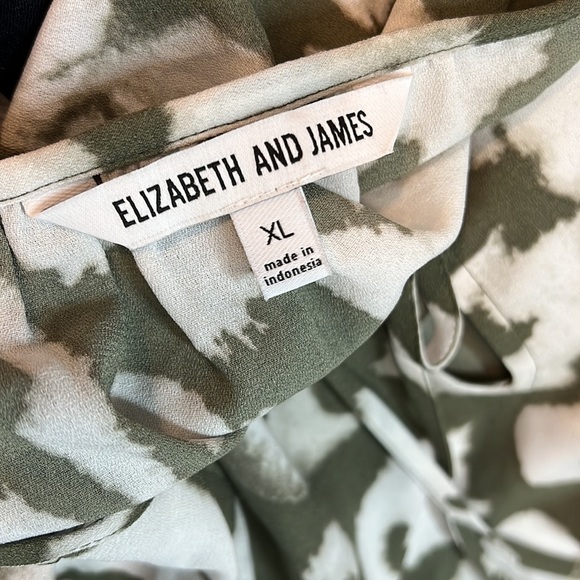 Elizabeth & James Olive Green & White Leopard Print Blouse XL - Picture 6 of 7
